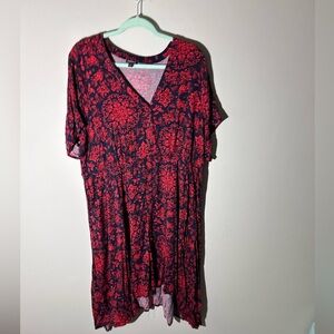 Cottagecore vintage inspired red and navy floral paisley Torrid Dress Sz 3